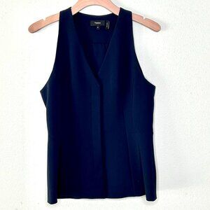 Theory Sculpture V Admiral Crepe Vest in Navy Size M